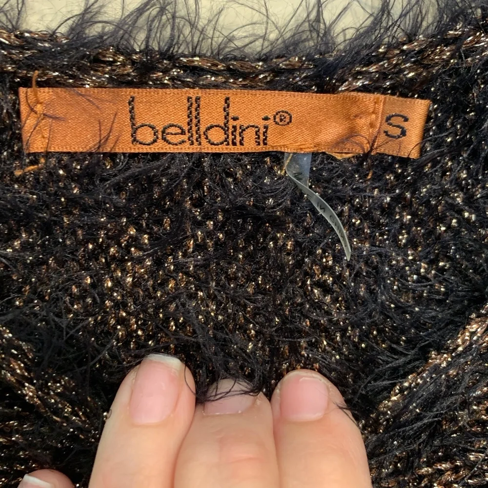 belldini | Gold Black Eyelash Luxe Tunic Sweater